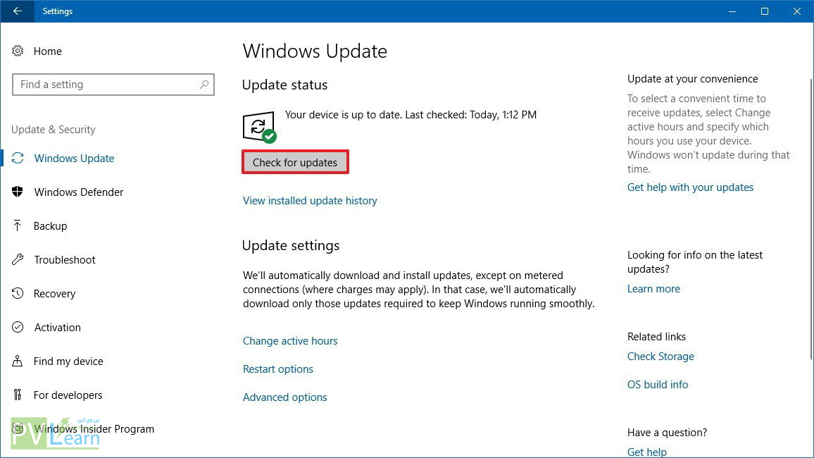 update-settings - آپدیت درایورها در ویندوز 10
