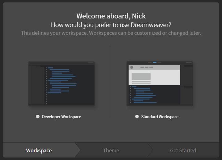 workspace - نرم افزار Dreamweaver