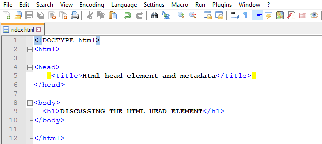 کاربرد تگ head در html