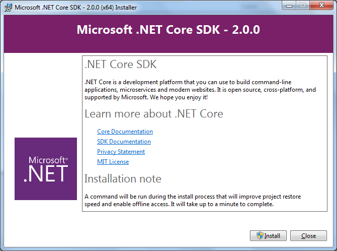نصب ASP.NET Core