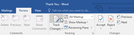 انتخاب ابزار Track Changes - کار با ابزار Track Changes در Word 2016