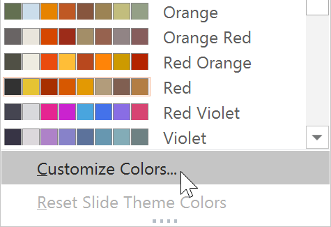 گزینه ی Customize Colors