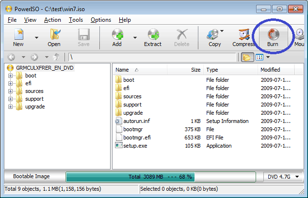رایت فایل ISO روی CD/DVD در PowerISO