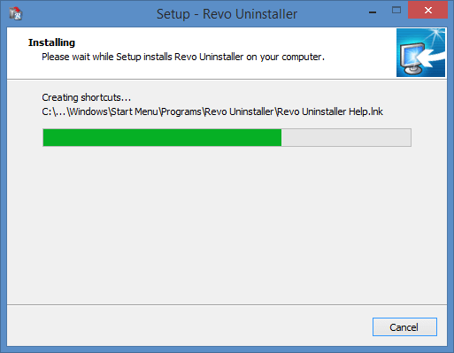 آموزش نصب Revo Uninstaller در ویندوز 10 - پیشرفت نصب