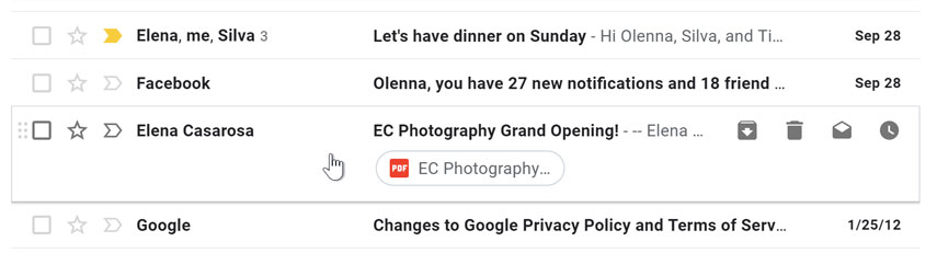 باز کردن یک پیوست در Gmail