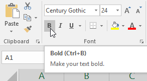 استفاده از دستورات Bold، Italic و Underline در اکسل
