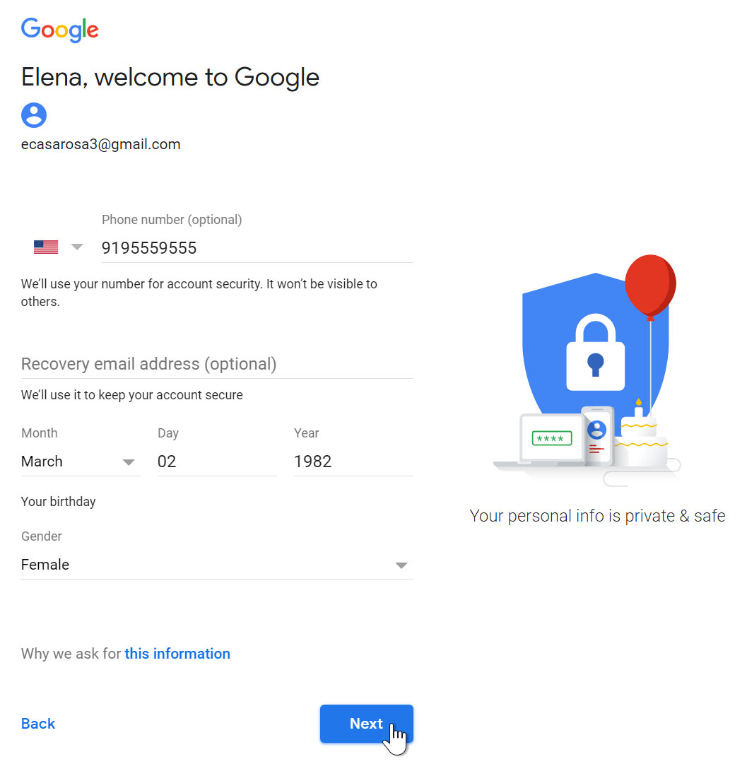 ایجاد یک حساب کاربری در Gmail