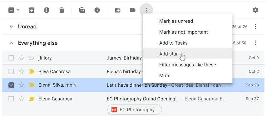 گزینه های خواندن در Gmail