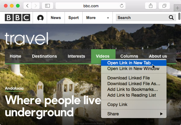 مرور در Safari - باز کردن یک لینک در یک برگه جدید در سافاری