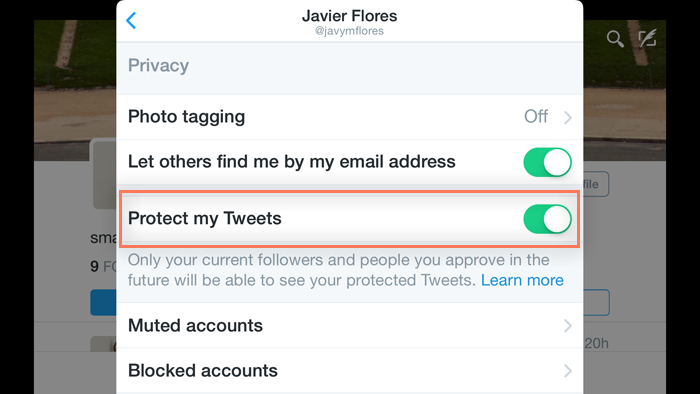 تنظیم تنظیمات حریم خصوصی در توییتر