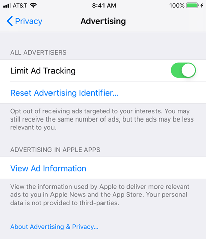 limit ad tracking یا محدود کردن ردیابی تبلیغات در آیفون