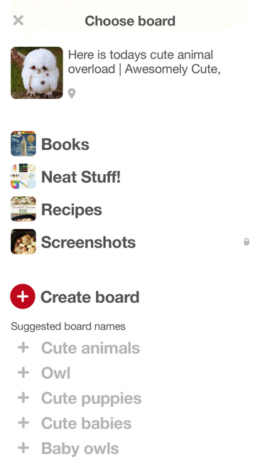 Pinterest برای دستگاه های موبایل