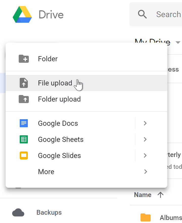 آپلود و همگام سازی فایل ها در گوگل