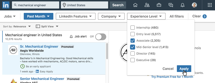 استفاده از ابزار جستجوی شغل در لینکدین - جستجوی مشاغل در LinkedIn