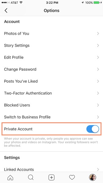 تنظیمات حریم خصوصی در اینستاگرام
