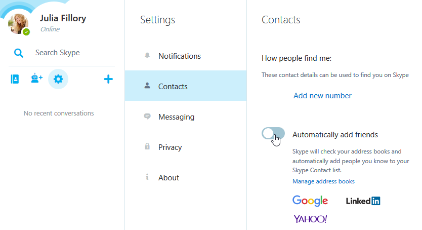 وارد کردن مخاطبین در اسکایپ یا Importing contacts