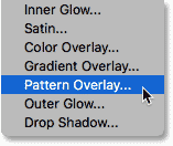 افزودن استایل لایه Pattern Overlay
