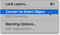 از منو Convert to Smart Object را انتخاب کنید