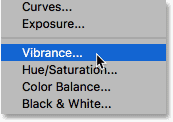اضافه کردن لایه Vibrance adjustment