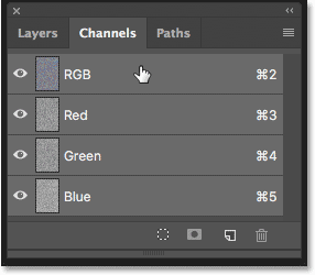 انتخاب RGB Channel و باز کردن پنل Layers