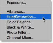 اضافه کردن لایه Hue/Saturation Adjustment جدید
