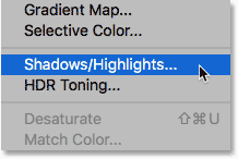 یک تنظیم تصویر Shadows/Highlights اضافه کنید