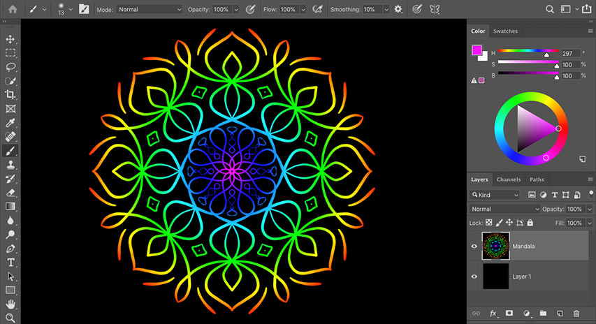 چگونه از Symmetry Paint در فتوشاپ CC 2019 استفاده کنیم