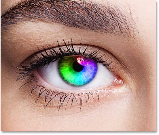 رنگی کردن چشم مانند رنگین کمان در فتوشاپ - پنهان کردن رنگ گرادیانت از پلک ها