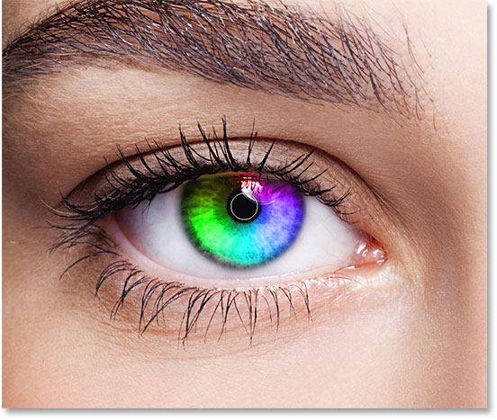 رنگی کردن چشم مانند رنگین کمان در فتوشاپ - پنهان کردن گرادیانت از مردمک