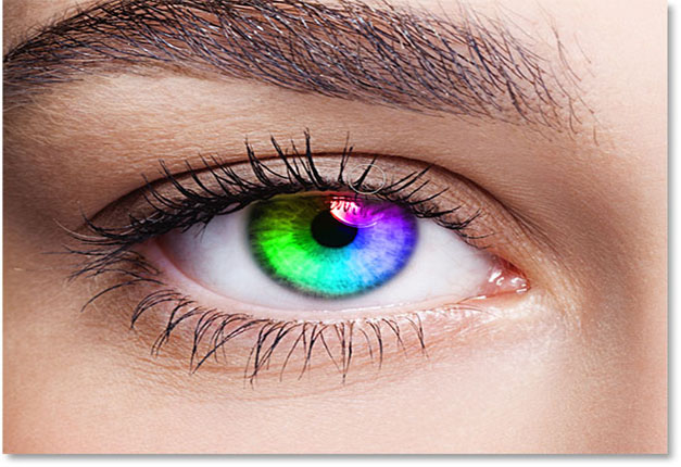 بخش ۳ : رنگی کردن چشم مانند رنگین کمان در فتوشاپ