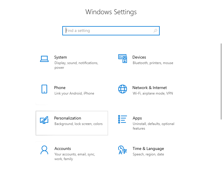 windows personalization