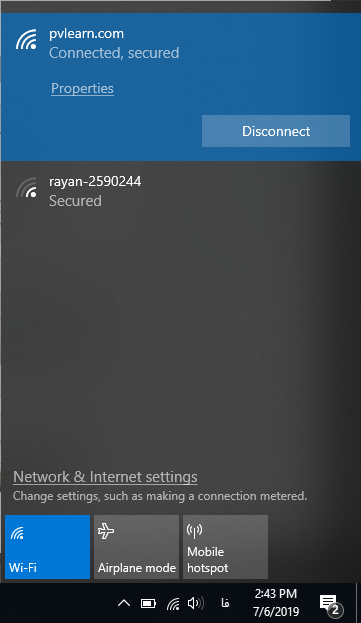 windows wifi connections