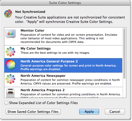 پیش تنظیم تنظیمات رنگ دلخواه - همگام سازی تنظیمات رنگ فتوشاپ با Creative Cloud