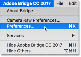 گزینه Preferences در Bridge