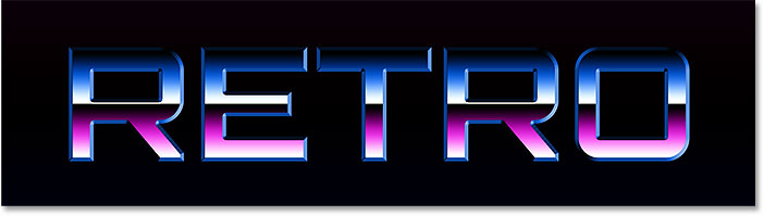 80s Retro Text Effect با فتوشاپ - افکت پس از اضافه کردن سبک Bevel & Emboss در فتوشاپ