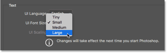 UI Font Size option - تنظیمات Preferences در فتوشاپ