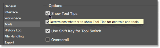 گزینه Show Tool Tips در فتوشاپ