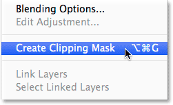 انتخاب دستور Create Clipping Mask