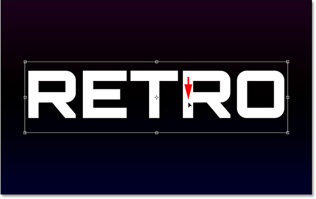 80s Retro Text Effect با فتوشاپ - انتقال متن به مرکز.