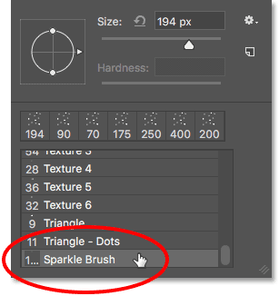 انتخاب Sparkle Brush در فتوشاپ
