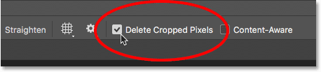 اطمینان حاصل کنید که "Delete Cropped Pixels" بررسی شده است.