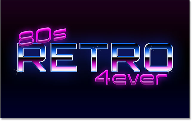80s Retro Text Effect با فتوشاپ - افکت نهایی متن 80s Retro بعد از ایجاد جرقه در فتوشاپ