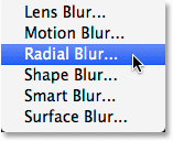 اضافه کردن فیلتر Radial Blur