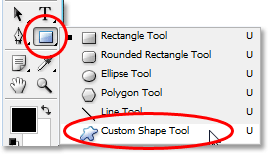انتخاب Custom Shape tool