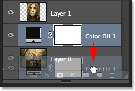 قرار دادن لایه Color Solid در زیر لایه Layer 0
