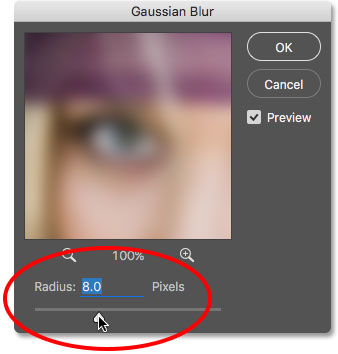 تنظیم مقدار 8 برای gaussian blur ( اجرای Gaussian Blur و انتخاب حالت Soft Light )