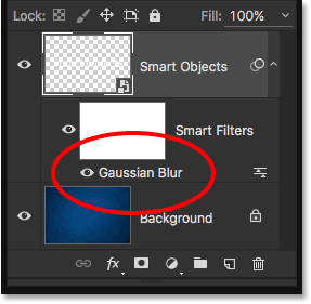 تعیین gaussian blur به عنوان smart filter ( تبدیل لایه متن به Smart Object و اجرای Smart Filter )