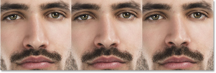 درجات مختلف nose height ( تغییر چشم ها ، بینی و حالت دهان در فتوشاپ )