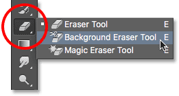 انتخاب Background Eraser Tool و تنظیم اندازه قلم