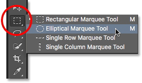 ابزار Elliptical Marquee Tool ( فتوشاپ بدون لایه ها و ترسیم اشکال در لایه ها )